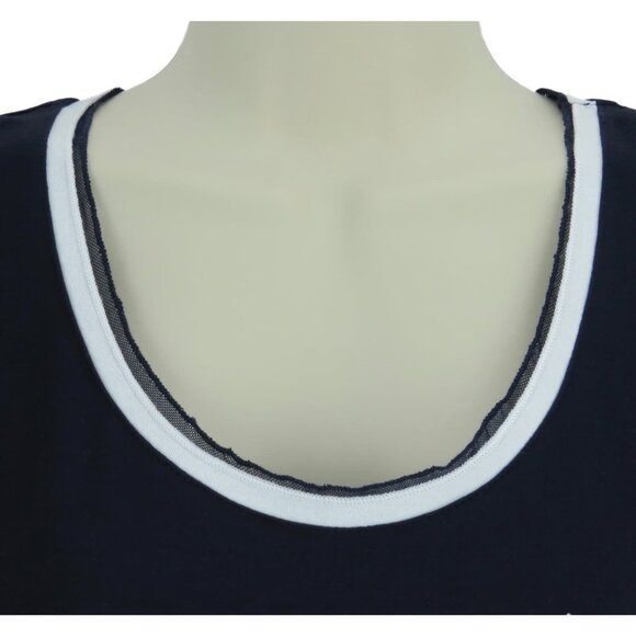 Variations Top Womens Size Small Blue White Studs Floral Short Sleeve Scoop - Picture 4 of 6